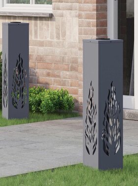 VidaXL Solar LED Pad Licht 2 pcs Antraciet Koudgewalst staal