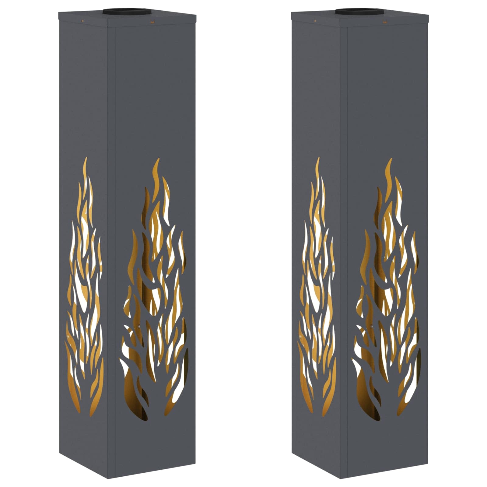 VidaXL Solar LED Pad Licht 2 pcs Antraciet Koudgewalst staal