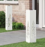 VidaXL Solar LED Pad Licht 2 pcs Wit Koudgewalst staal