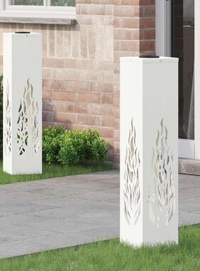 VidaXL Solar LED Pad Licht 2 pcs Wit Koudgewalst staal