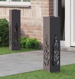 VidaXL Solar LED Pad Licht 2 pcs Zwart Koudgewalst staal