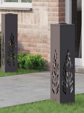 VidaXL Solar LED Pad Licht 2 pcs Zwart Koudgewalst staal