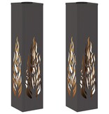 VidaXL Solar LED Pad Licht 2 pcs Zwart Koudgewalst staal