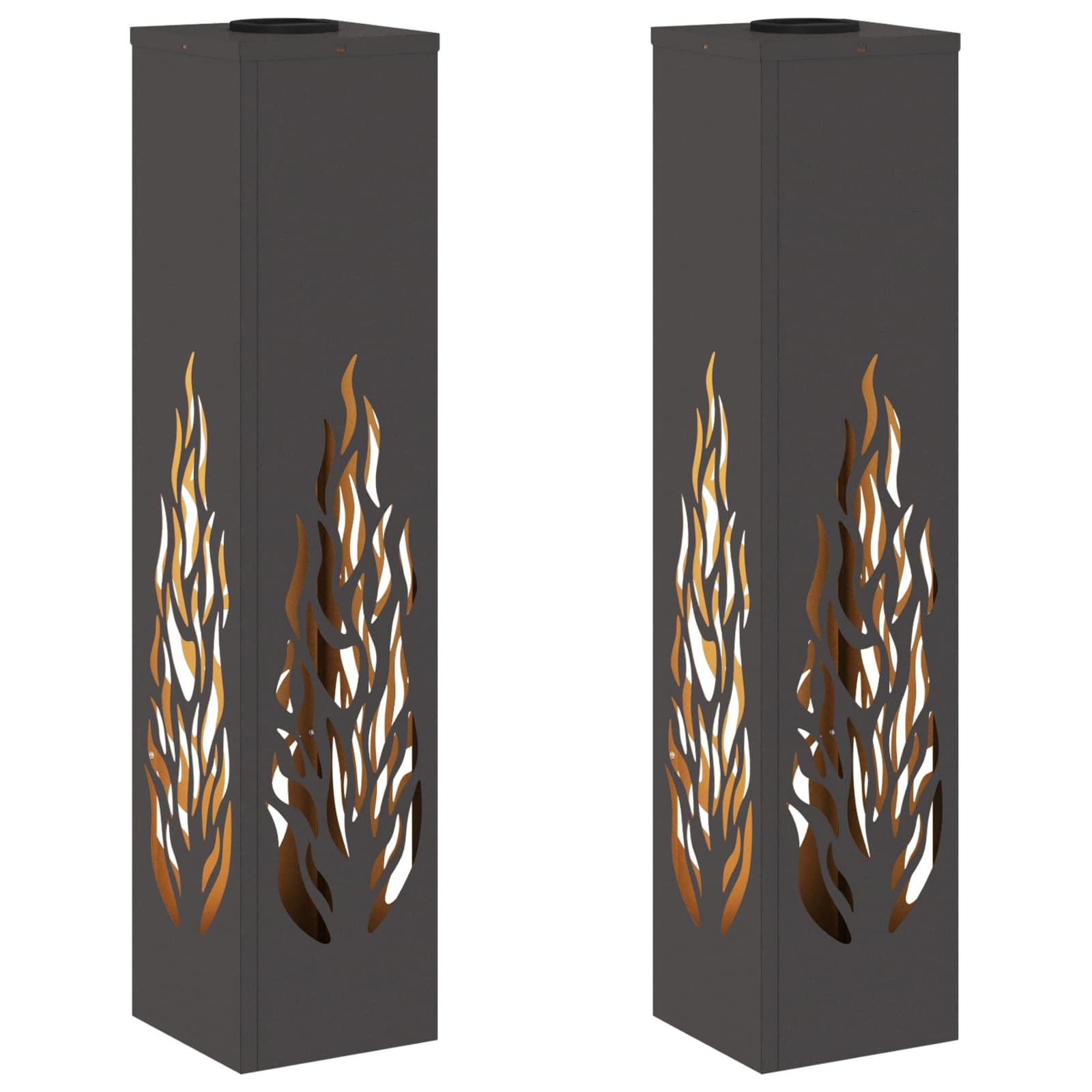 VidaXL Solar LED Pad Licht 2 pcs Zwart Koudgewalst staal