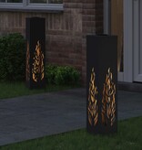 VidaXL Solar LED Pad Licht 2 pcs Zwart Koudgewalst staal