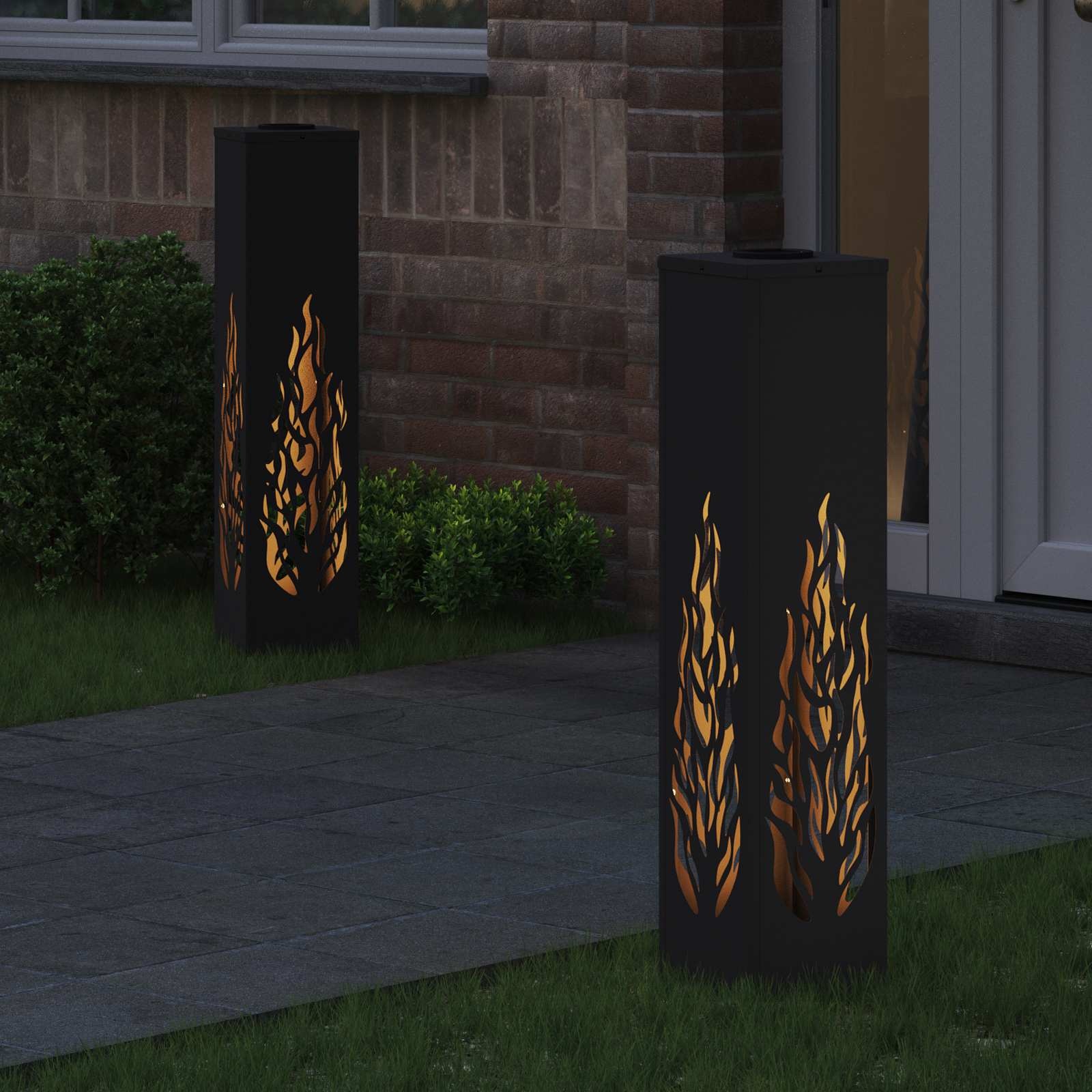 VidaXL Solar LED Pad Licht 2 pcs Zwart Koudgewalst staal