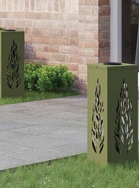 VidaXL Solar LED Pad Licht 2 pcs Olijf Groen Koudgewalst staal