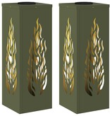 VidaXL Solar LED Pad Licht 2 pcs Olijf Groen Koudgewalst staal