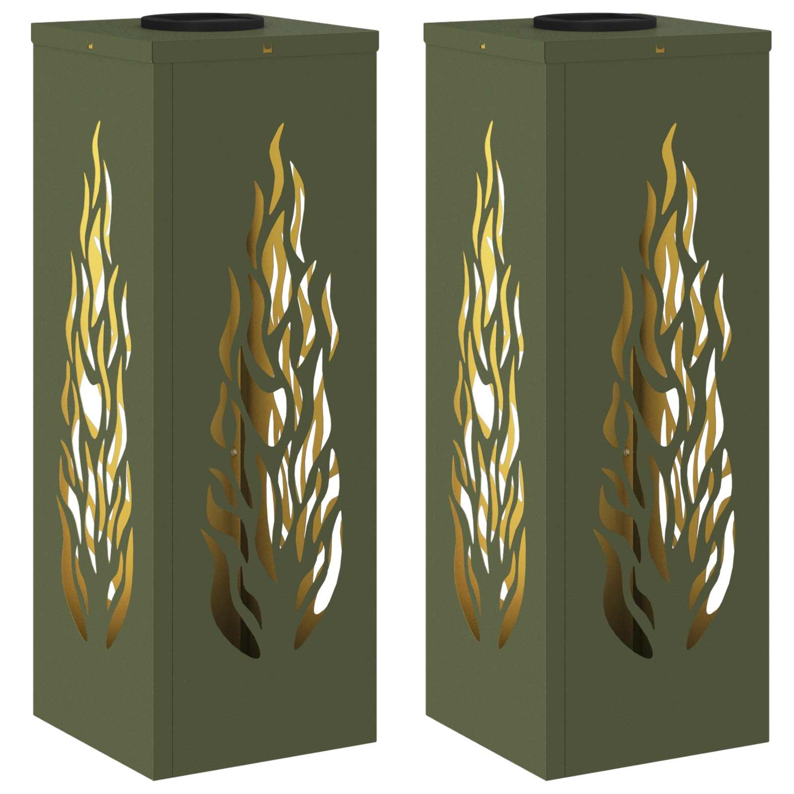 VidaXL Solar LED Pad Licht 2 pcs Olijf Groen Koudgewalst staal