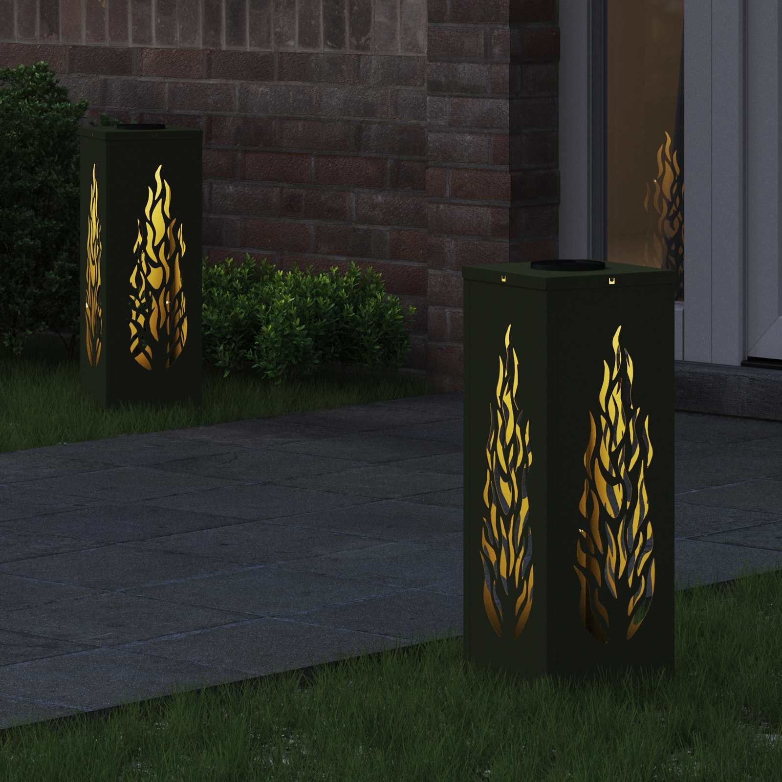 VidaXL Solar LED Pad Licht 2 pcs Olijf Groen Koudgewalst staal