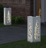 VidaXL Solar LED Pad Licht 2 pcs Wit Koudgewalst staal