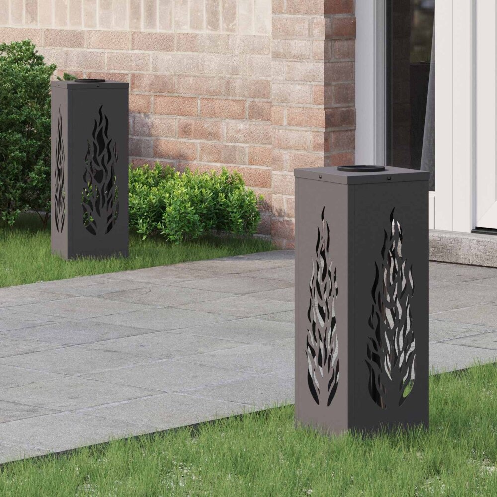 VidaXL Solar LED Pad Licht 2 pcs Zwart Koudgewalst staal