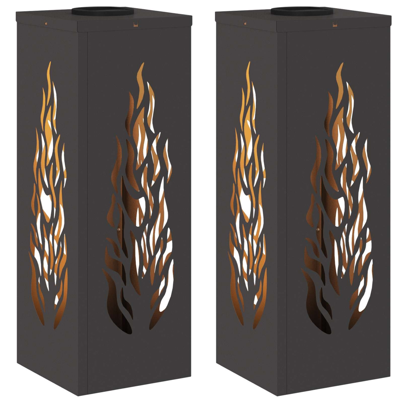 VidaXL Solar LED Pad Licht 2 pcs Zwart Koudgewalst staal