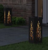 VidaXL Solar LED Pad Licht 2 pcs Zwart Koudgewalst staal