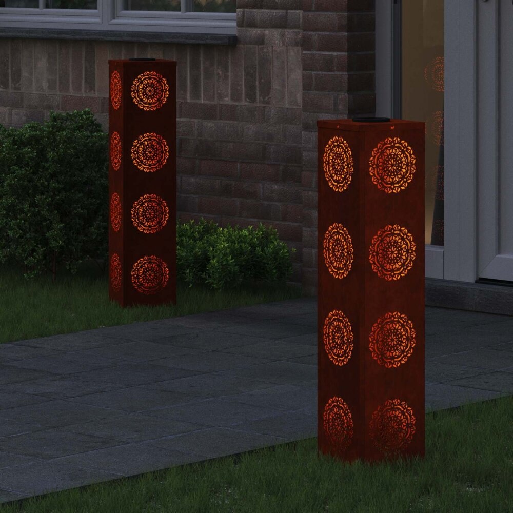 VidaXL Solar LED Pad Licht 2 pcs Cortenstaal Cortenstaal