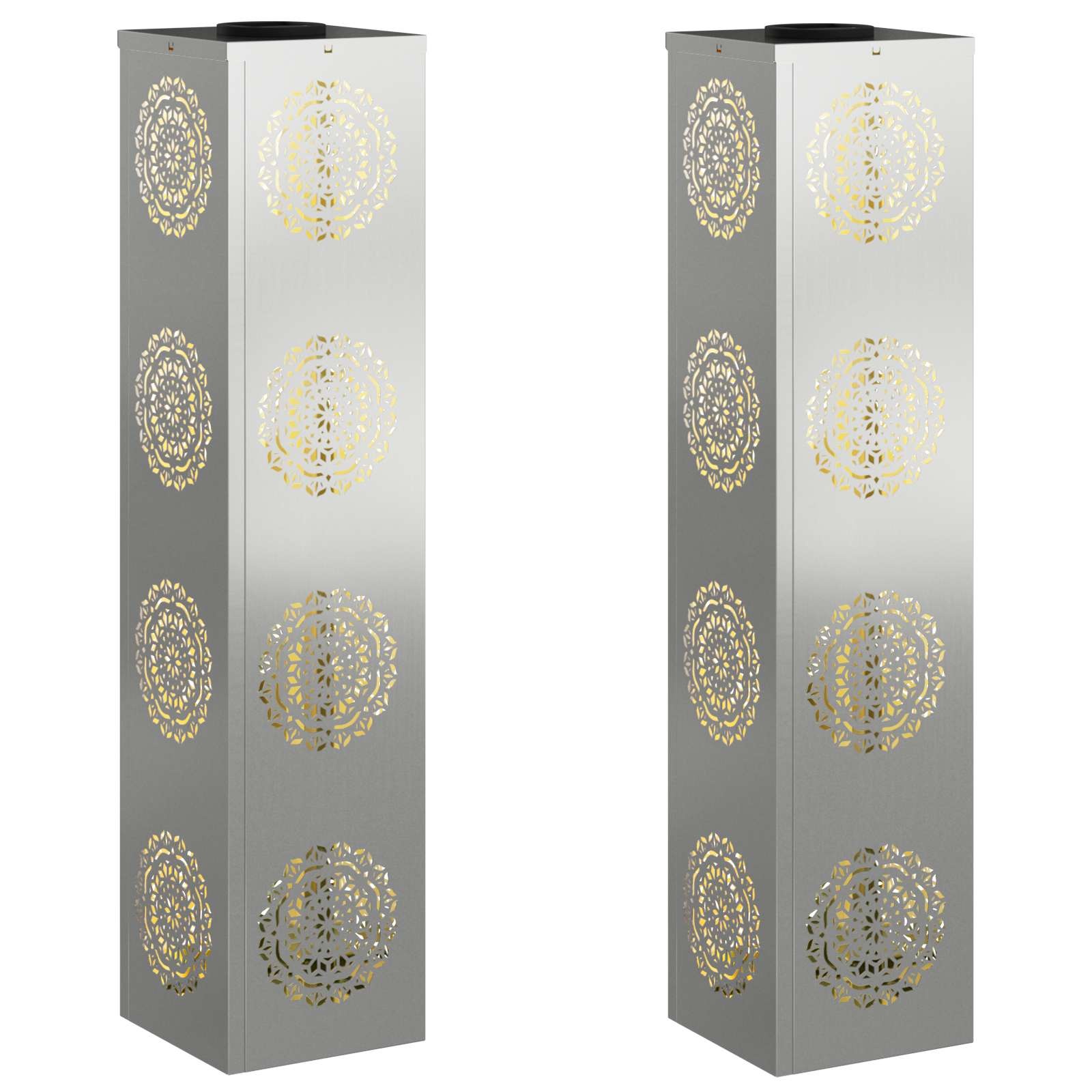 VidaXL Solar LED Pad Licht 2 pcs Gegalvaniseerd Gegalvaniseerd