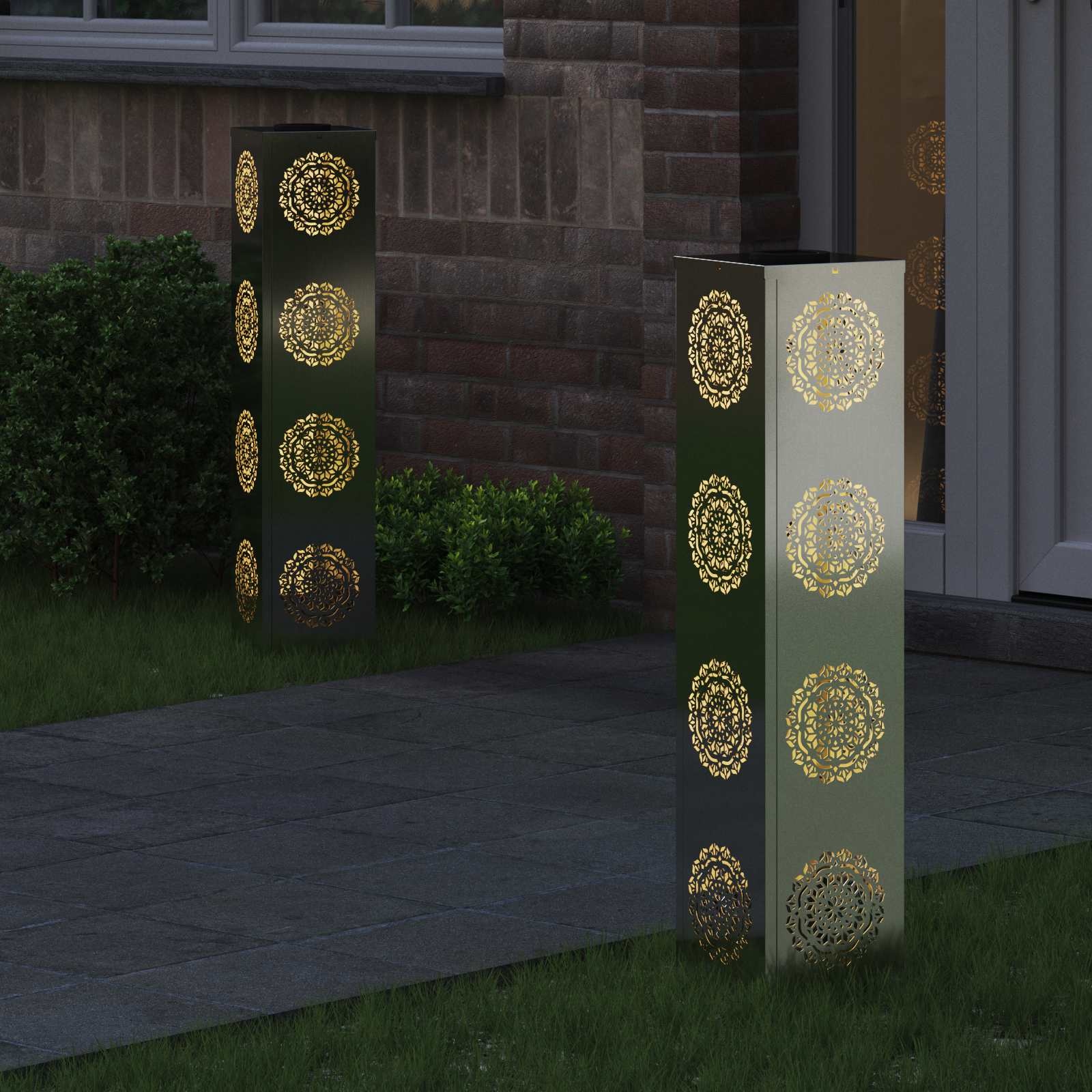 VidaXL Solar LED Pad Licht 2 pcs Gegalvaniseerd Gegalvaniseerd