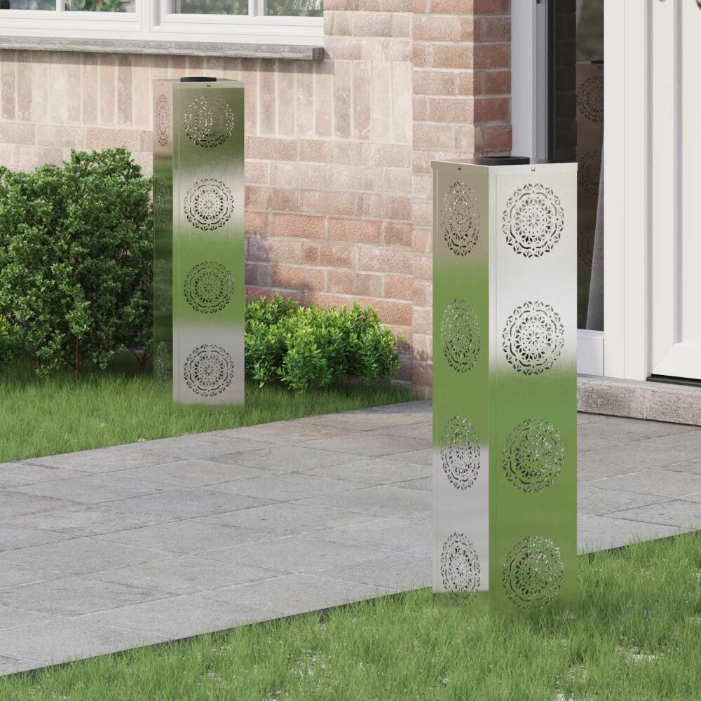 VidaXL Solar LED Pad Licht 2 pcs Roestvrij staal Roestvrij staal