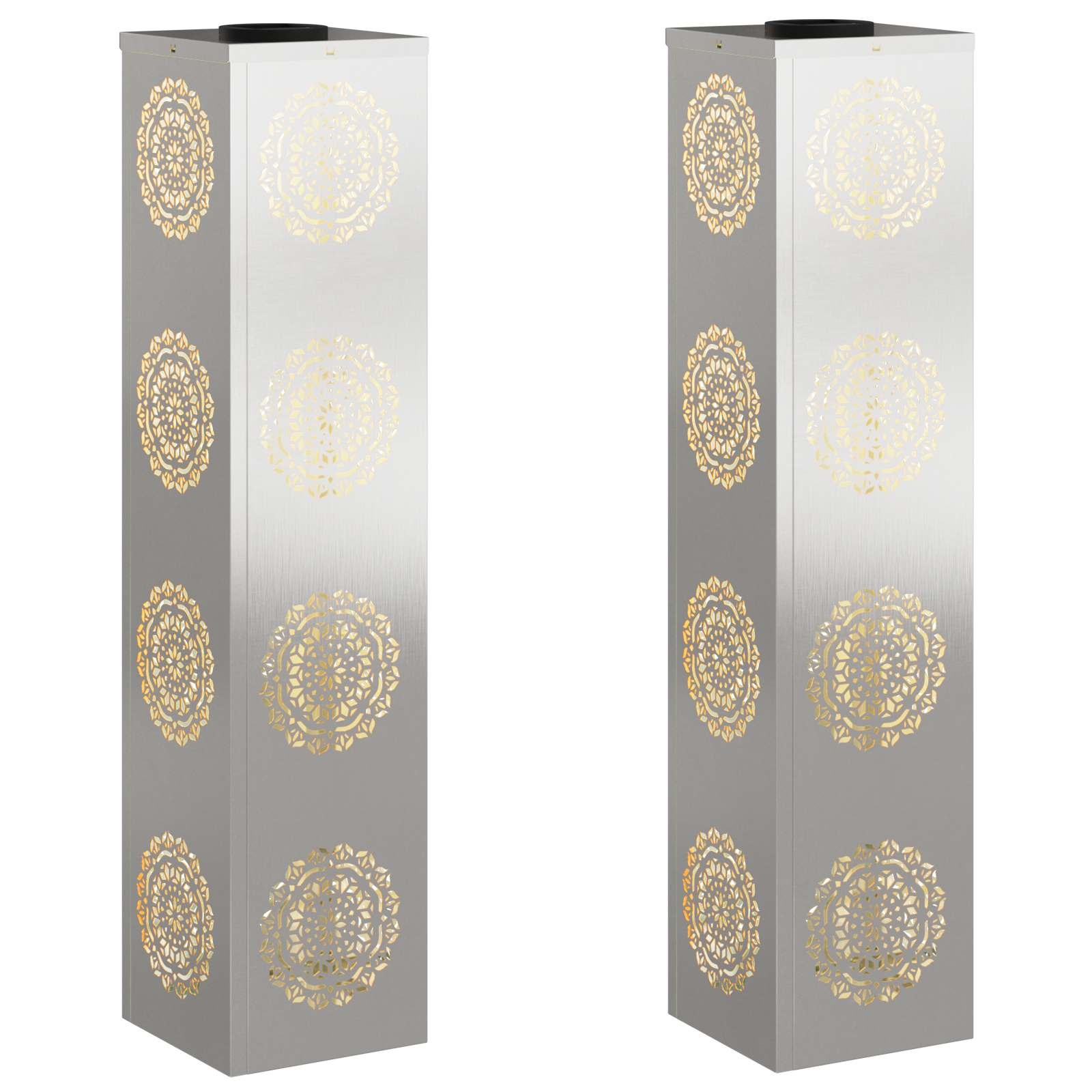 VidaXL Solar LED Pad Licht 2 pcs Roestvrij staal Roestvrij staal