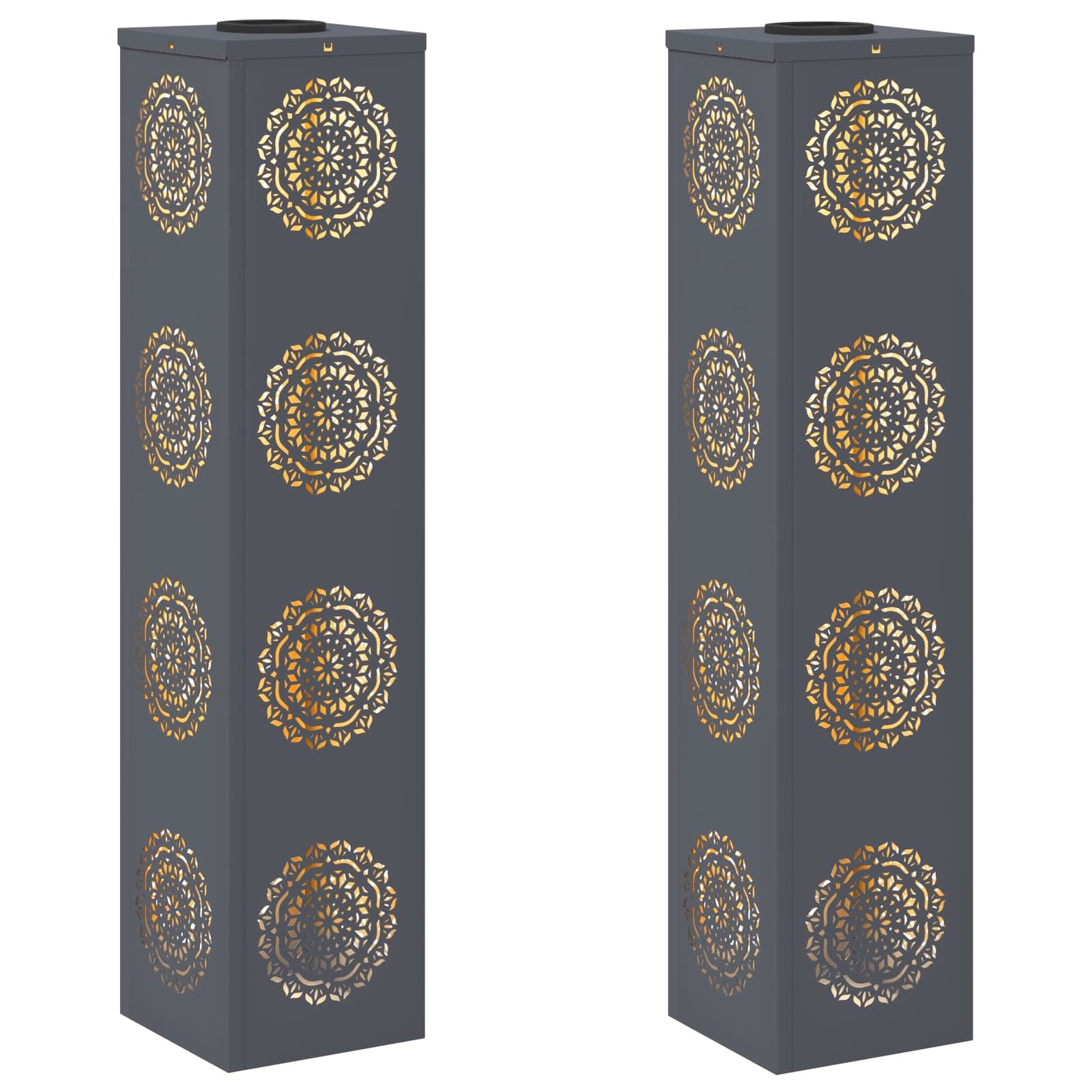 VidaXL Solar LED Pad Licht 2 pcs Antraciet Koudgewalst staal