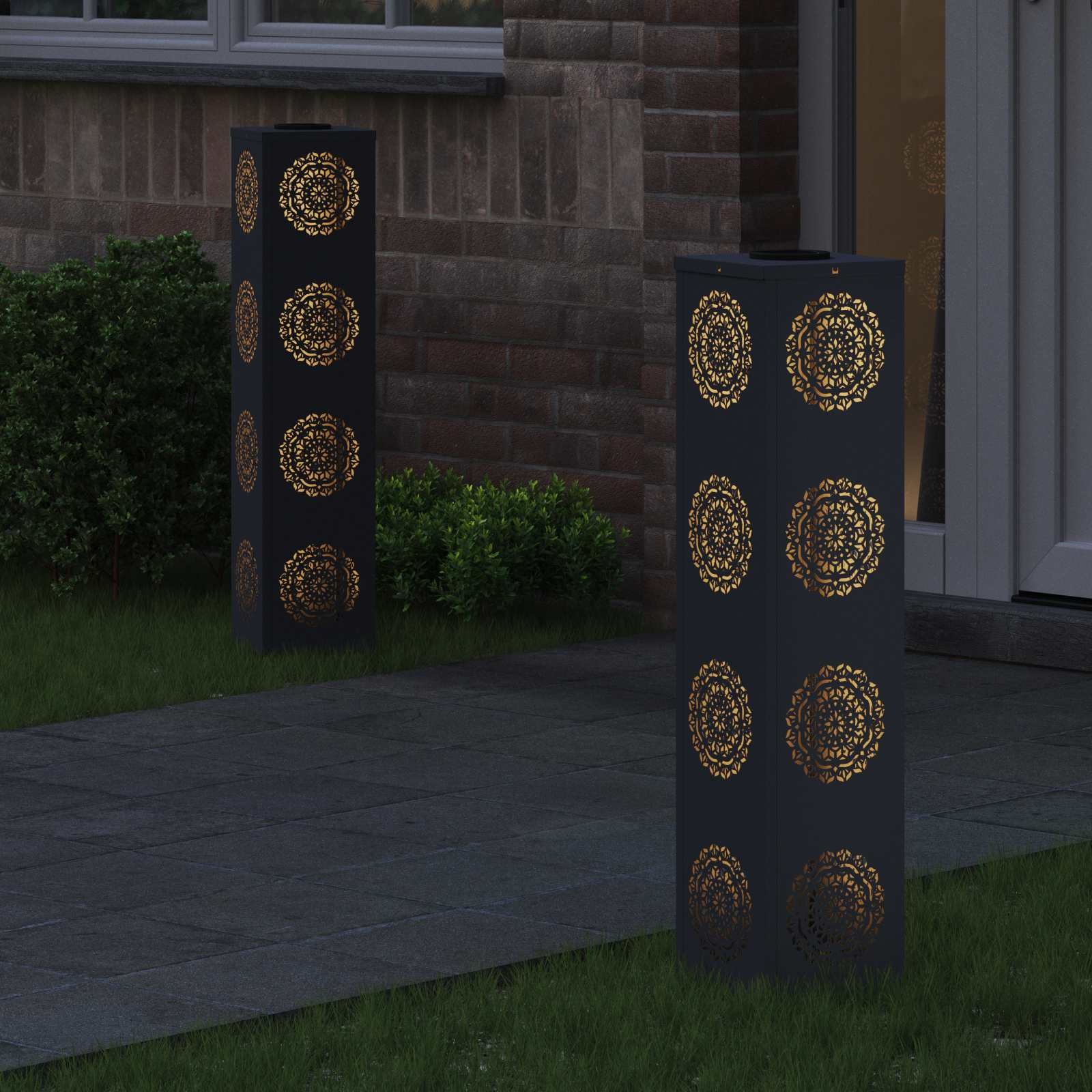 VidaXL Solar LED Pad Licht 2 pcs Antraciet Koudgewalst staal