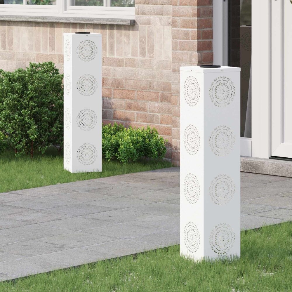 VidaXL Solar LED Pad Licht 2 pcs Wit Koudgewalst staal