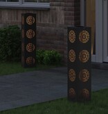 VidaXL Solar LED Pad Licht 2 pcs Zwart Koudgewalst staal