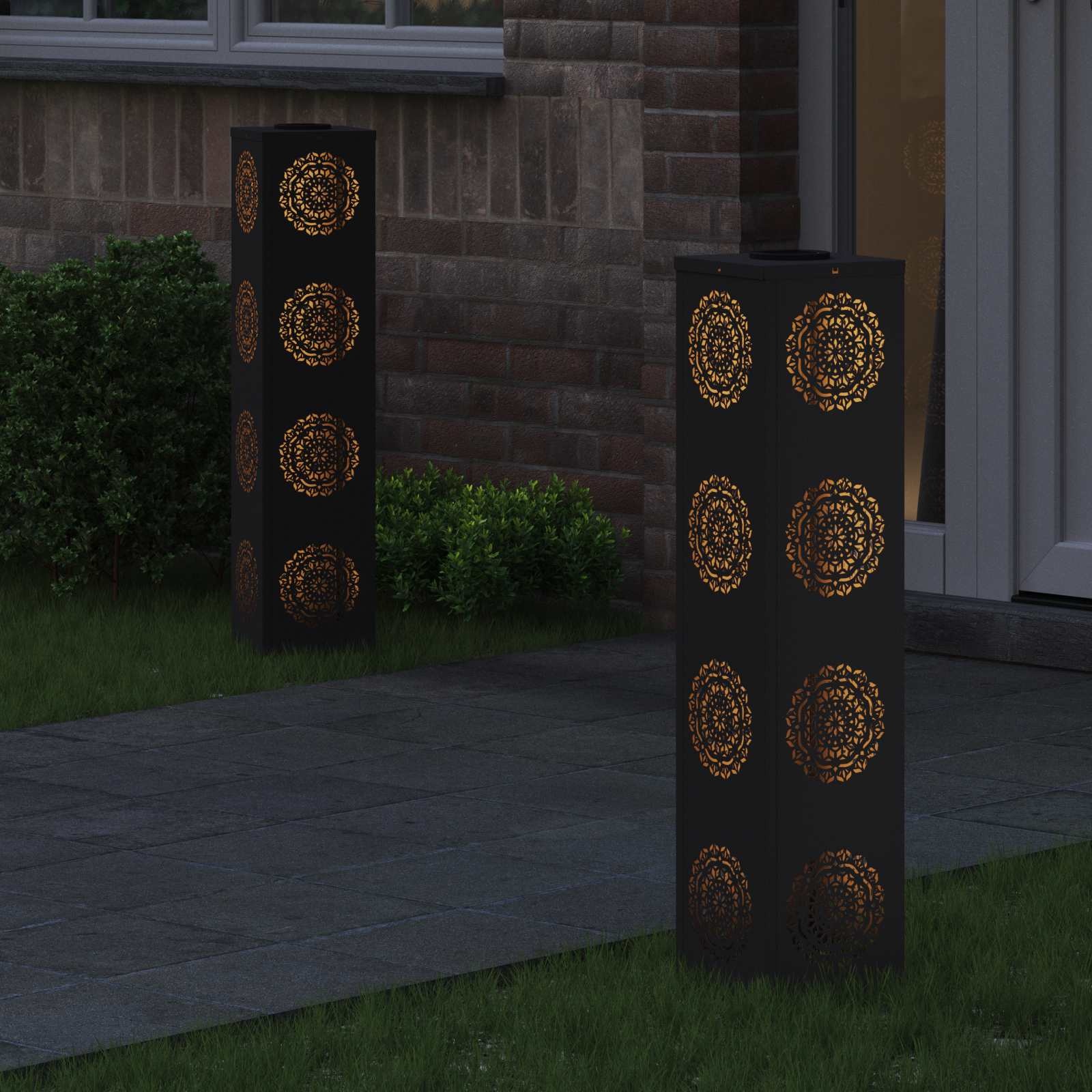 VidaXL Solar LED Pad Licht 2 pcs Zwart Koudgewalst staal