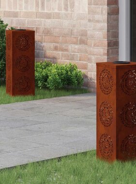 VidaXL Solar LED Pad Licht 2 pcs Cortenstaal Cortenstaal