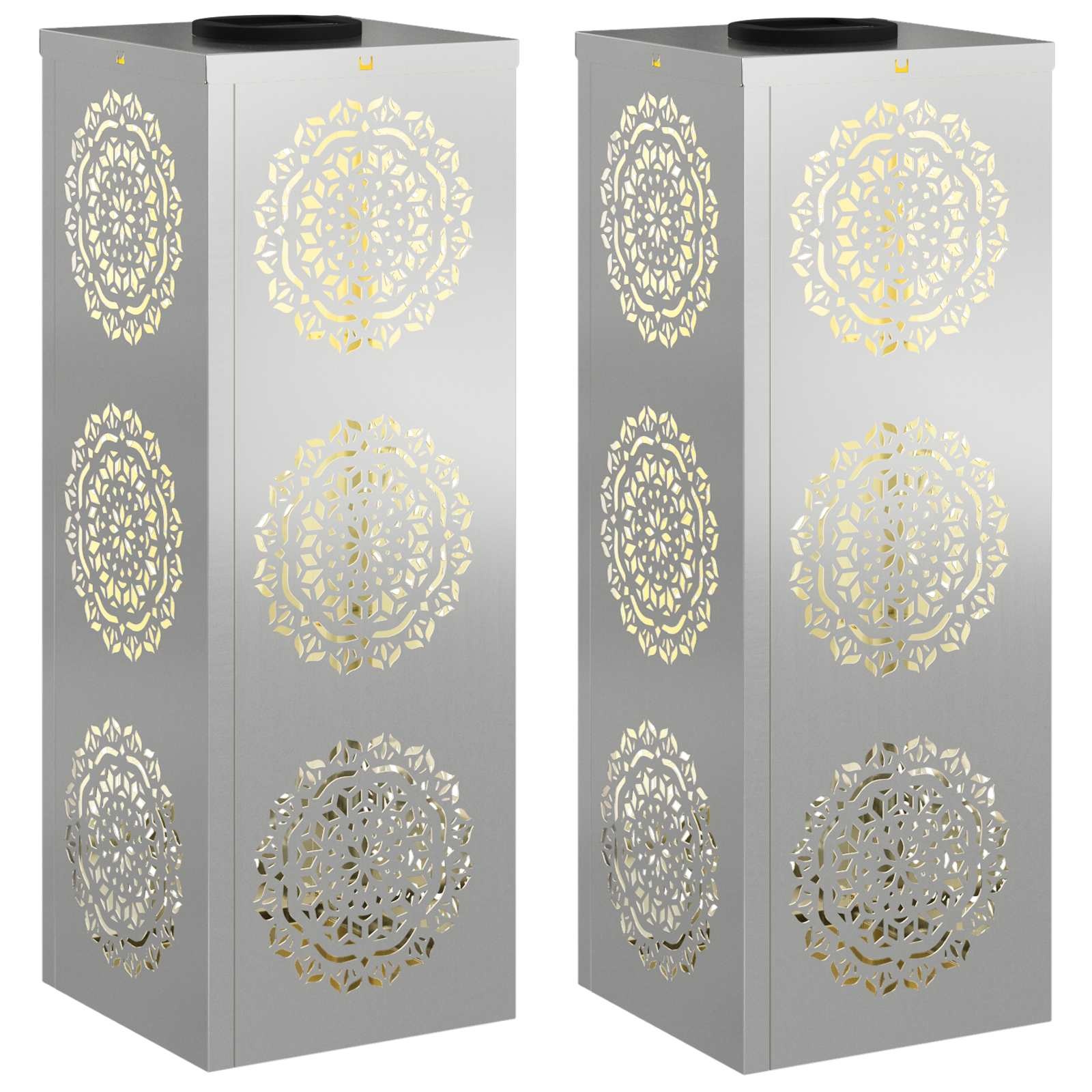 VidaXL Solar LED Pad Licht 2 pcs Gegalvaniseerd Gegalvaniseerd