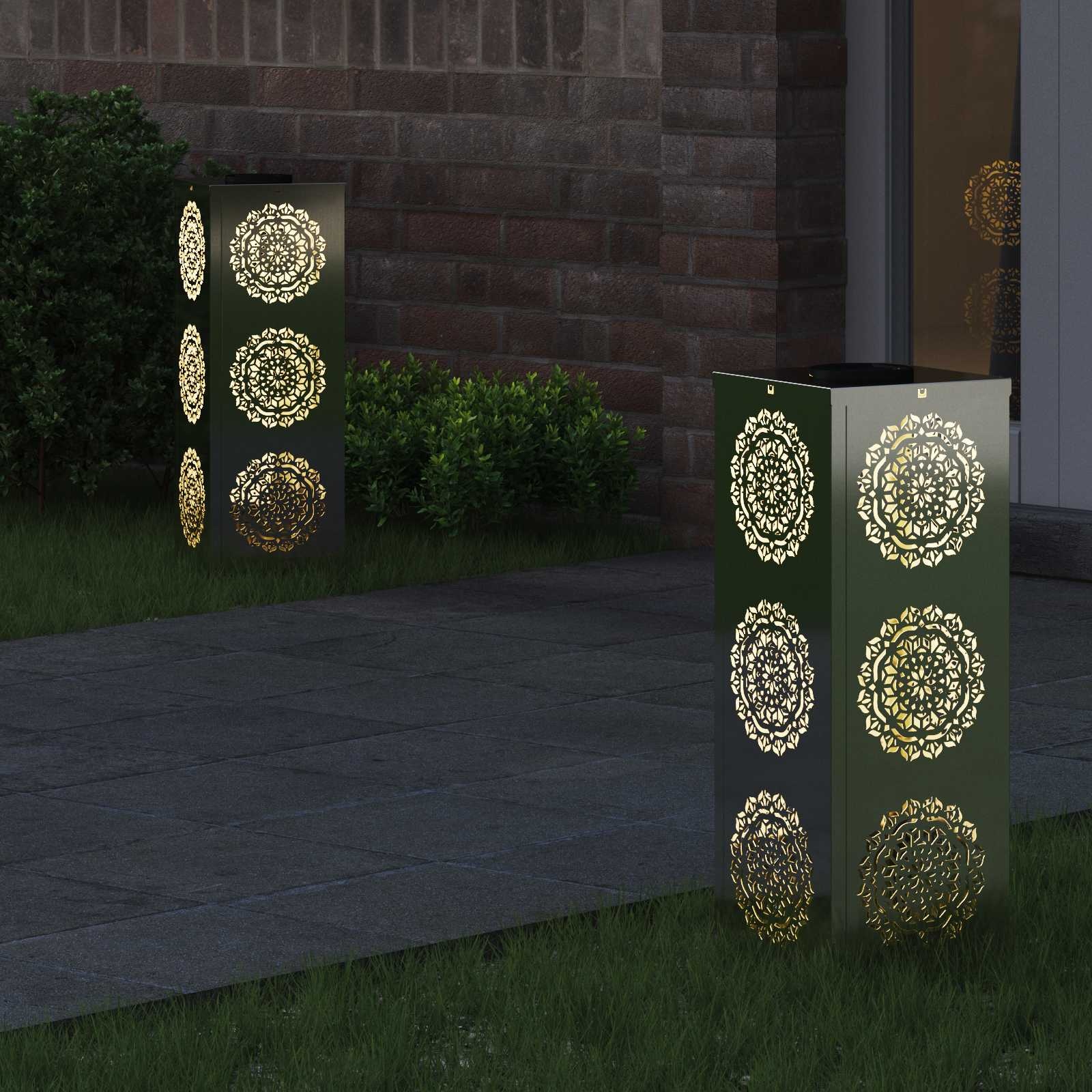 VidaXL Solar LED Pad Licht 2 pcs Gegalvaniseerd Gegalvaniseerd