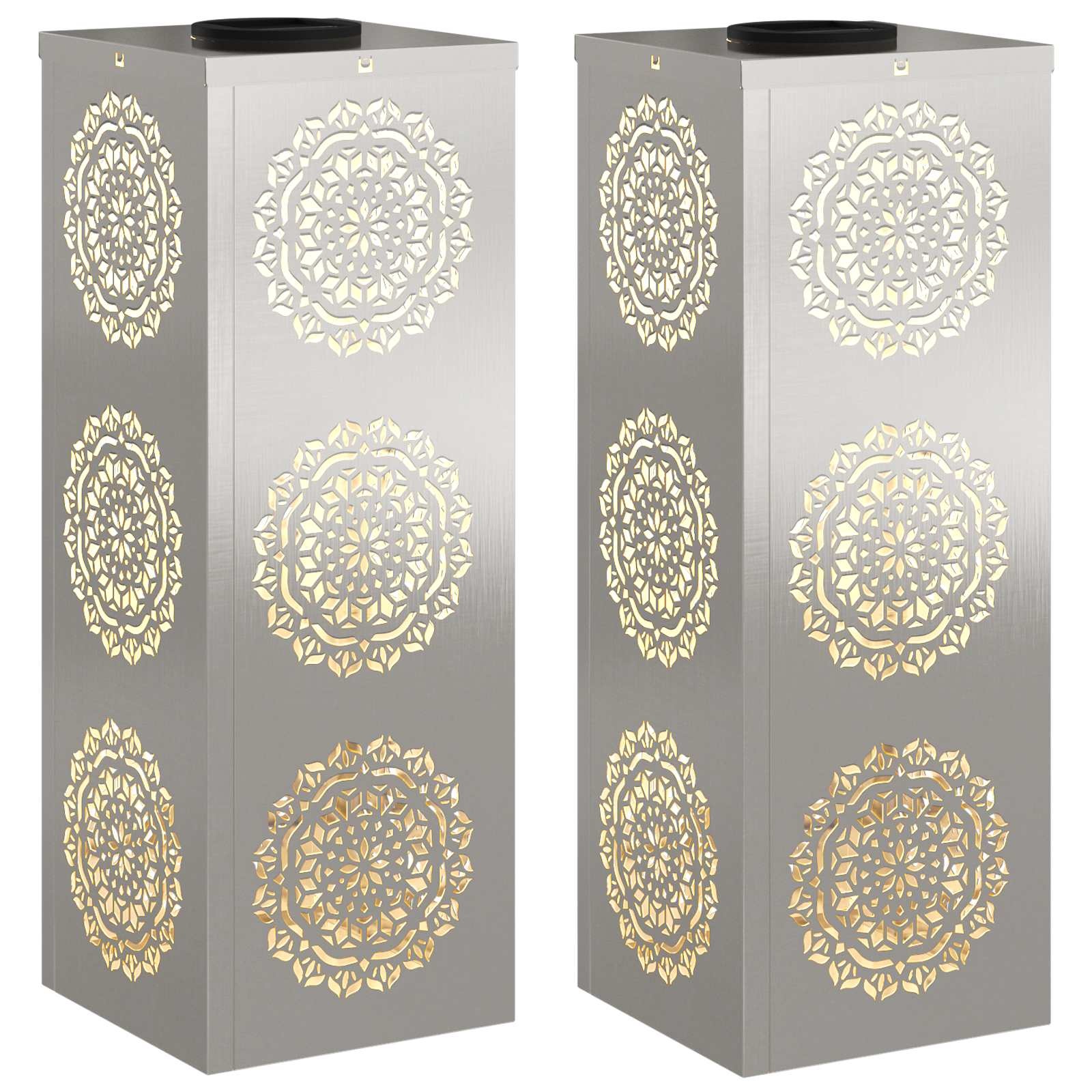 VidaXL Solar LED Pad Licht 2 pcs Roestvrij staal Roestvrij staal