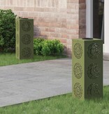 VidaXL Solar LED Pad Licht 2 pcs Olijf Groen Koudgewalst staal