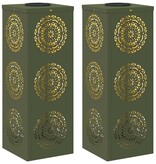 VidaXL Solar LED Pad Licht 2 pcs Olijf Groen Koudgewalst staal