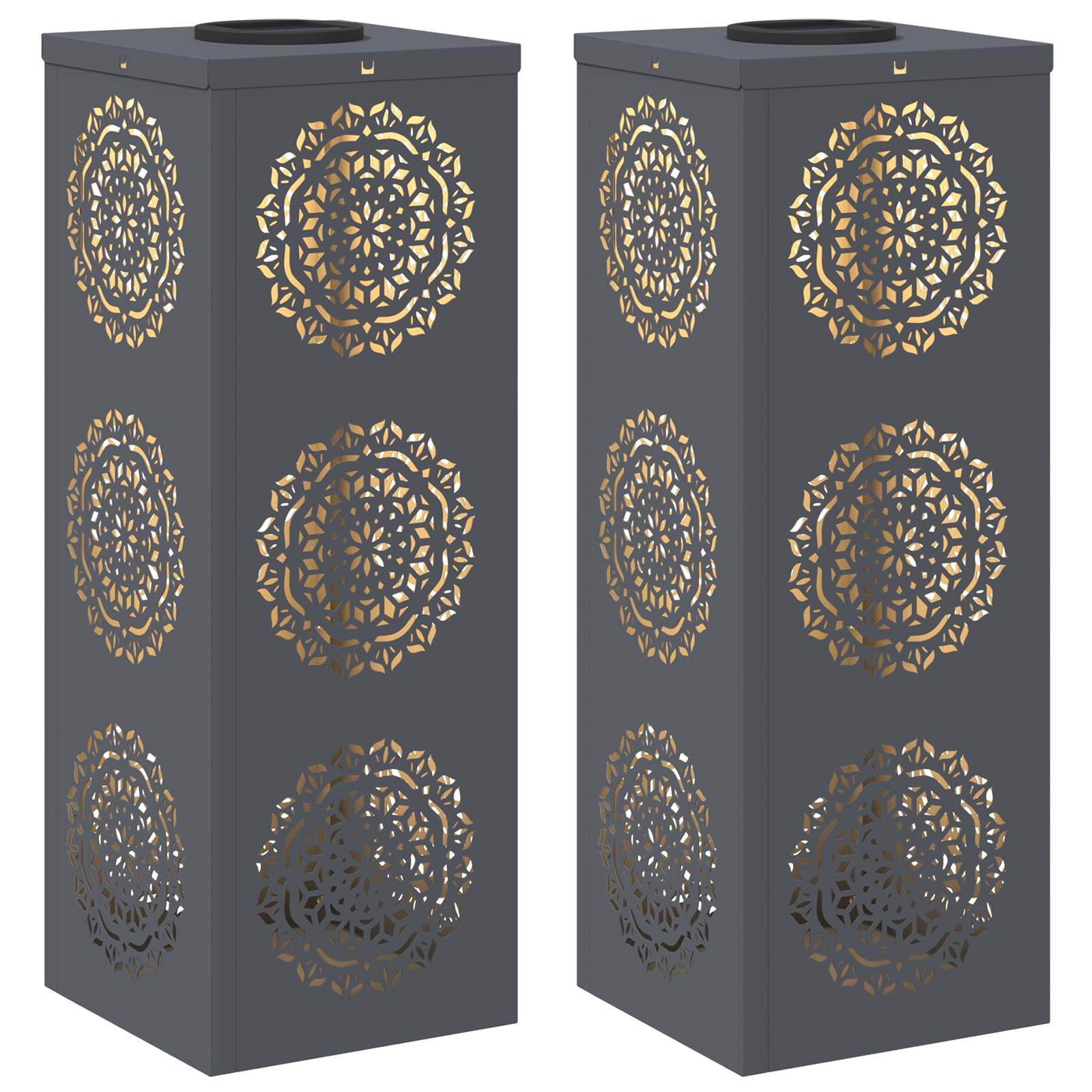 VidaXL Solar LED Pad Licht 2 pcs Antraciet Koudgewalst staal