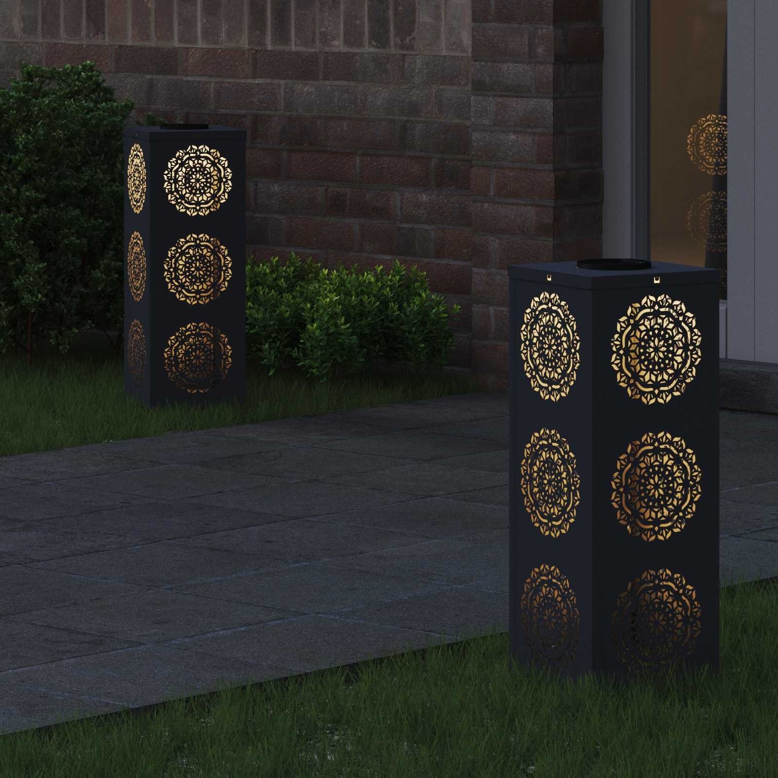 VidaXL Solar LED Pad Licht 2 pcs Antraciet Koudgewalst staal