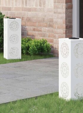 VidaXL Solar LED Pad Licht 2 pcs Wit Koudgewalst staal