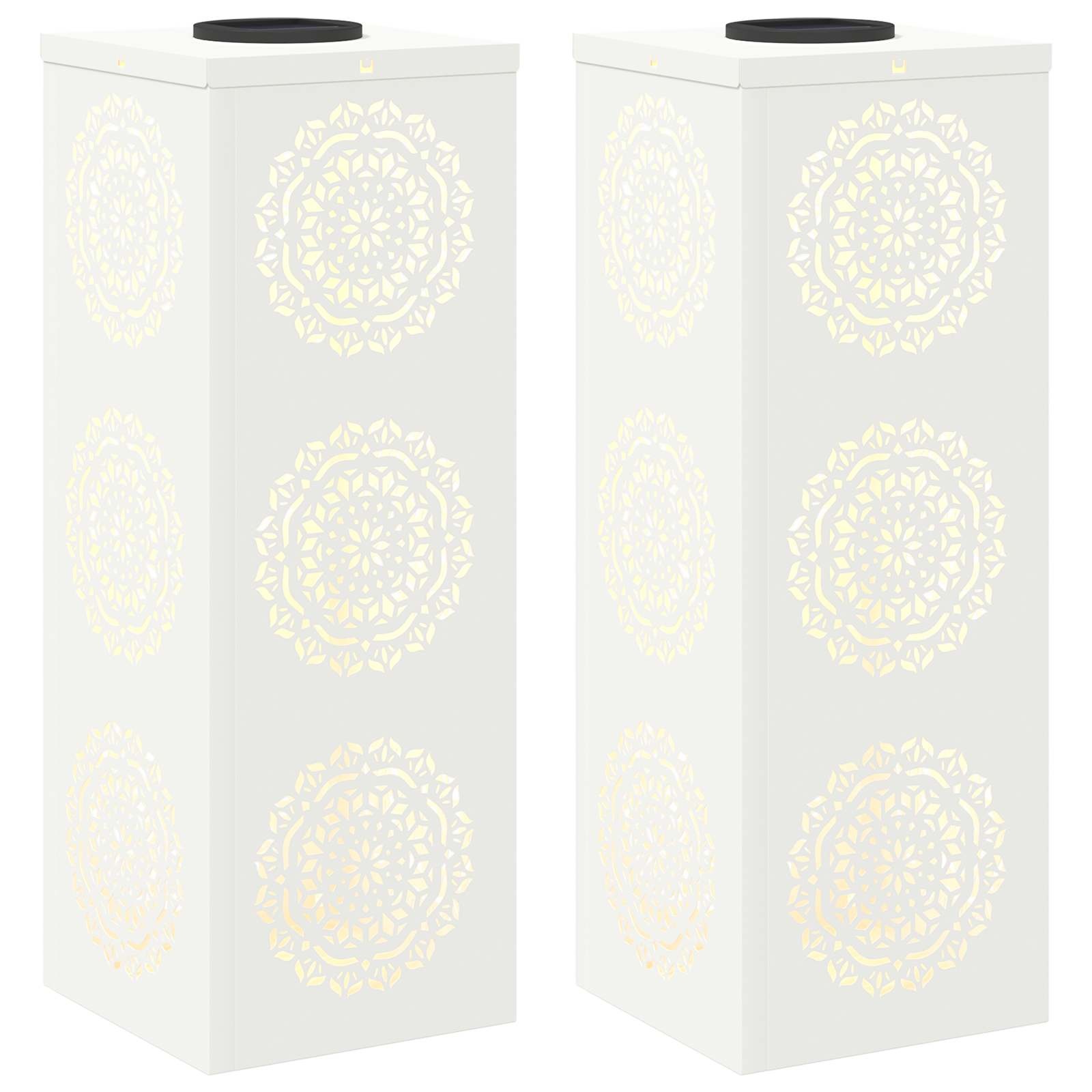 VidaXL Solar LED Pad Licht 2 pcs Wit Koudgewalst staal