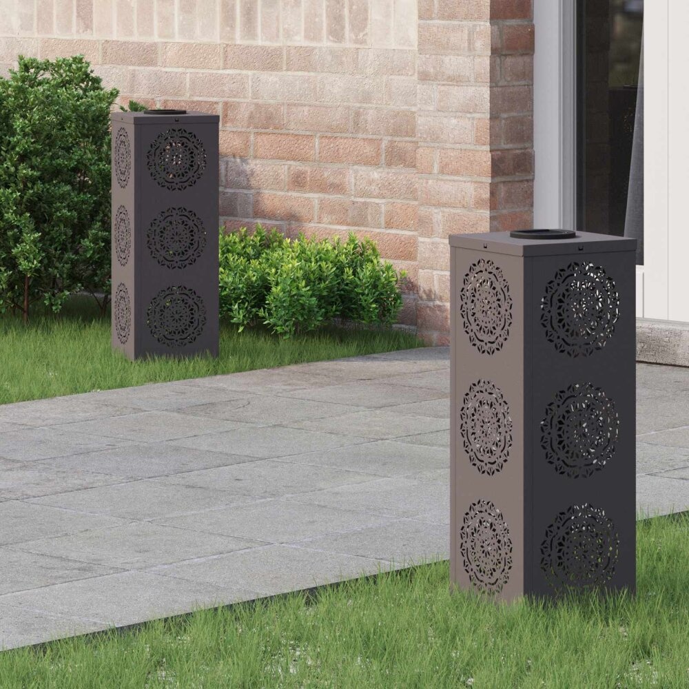 VidaXL Solar LED Pad Licht 2 pcs Zwart Koudgewalst staal