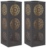 VidaXL Solar LED Pad Licht 2 pcs Zwart Koudgewalst staal