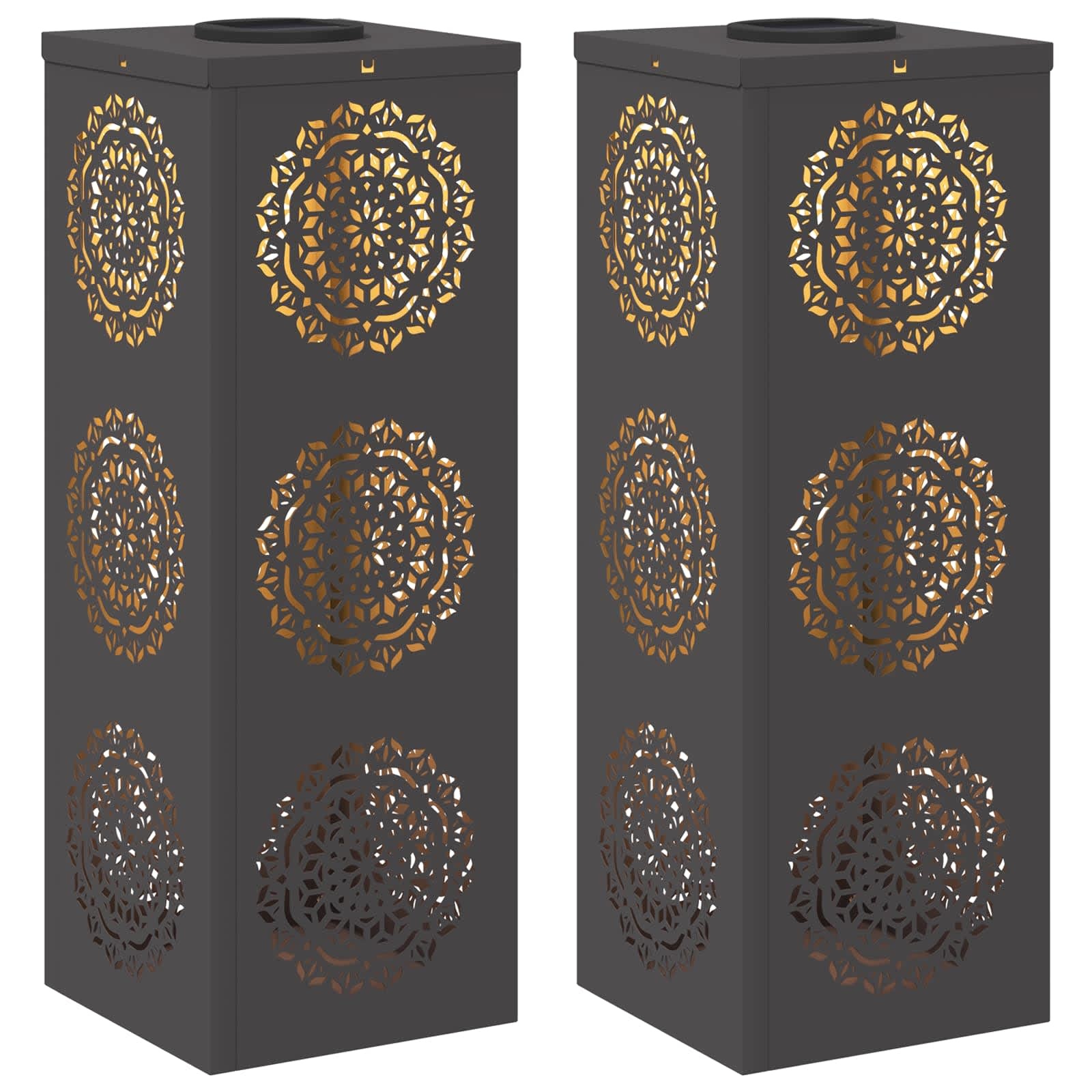 VidaXL Solar LED Pad Licht 2 pcs Zwart Koudgewalst staal