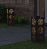 VidaXL Solar LED Pad Licht 2 pcs Zwart Koudgewalst staal