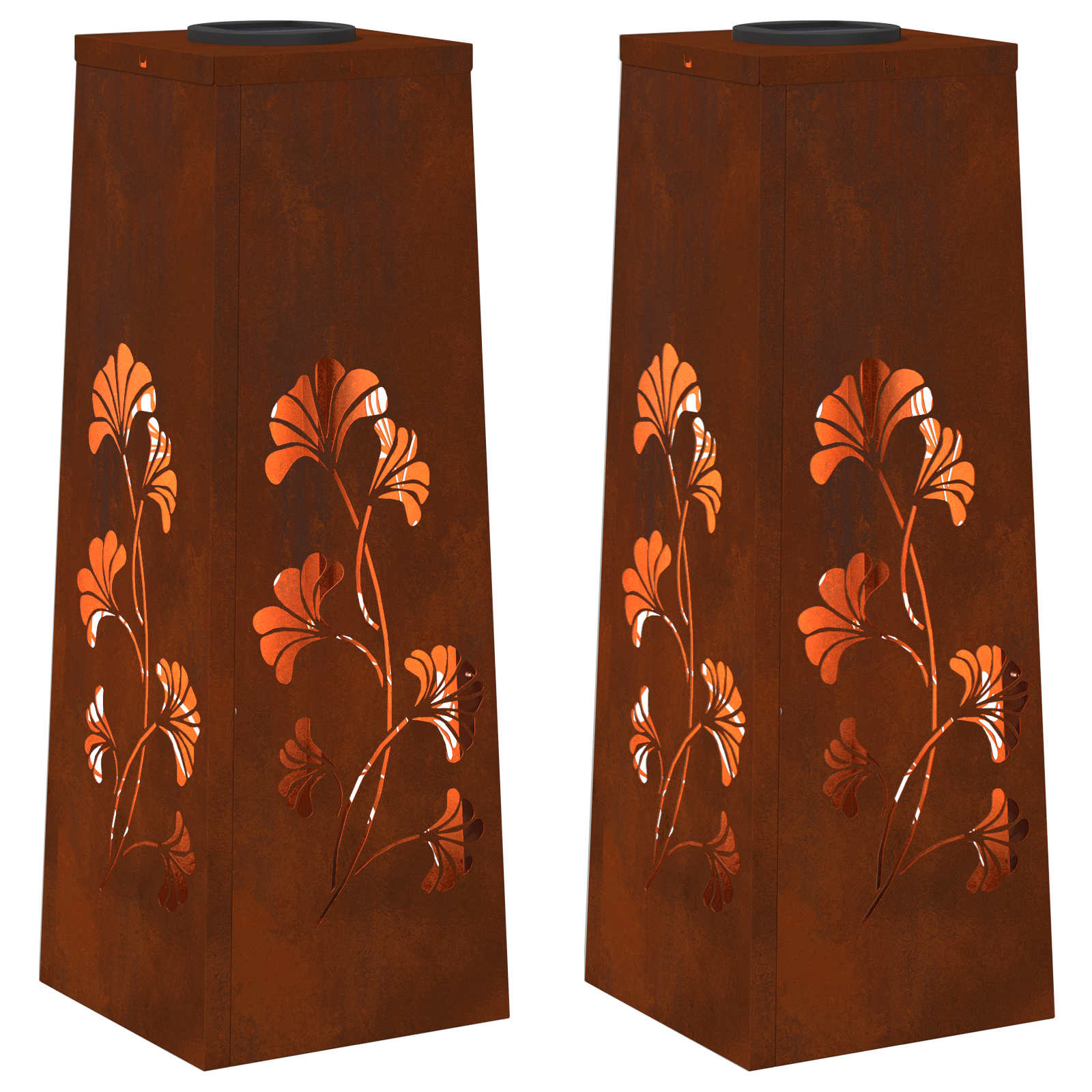 VidaXL Solar LED Pad Licht 2 pcs Cortenstaal Cortenstaal