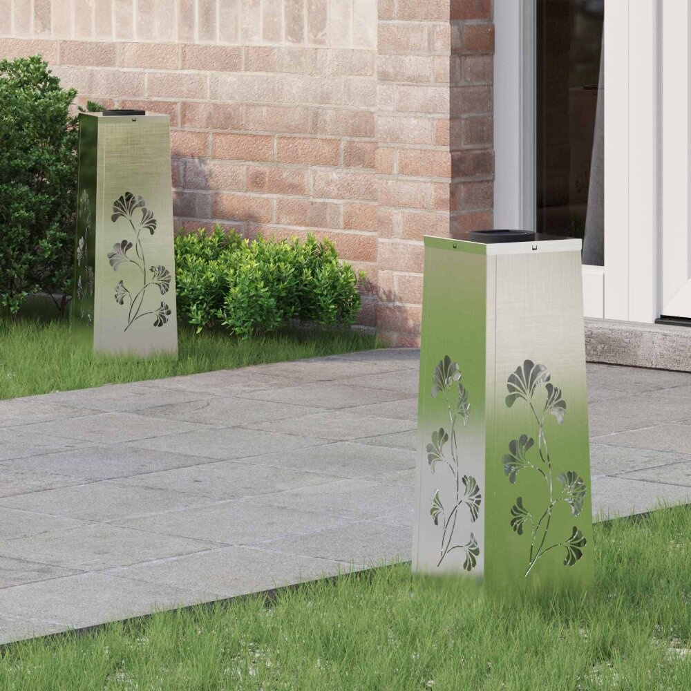 VidaXL Solar LED Pad Licht 2 pcs Roestvrij staal Roestvrij staal