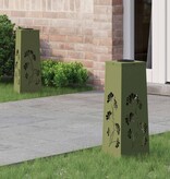 VidaXL Solar LED Pad Licht 2 pcs Olijf Groen Koudgewalst staal