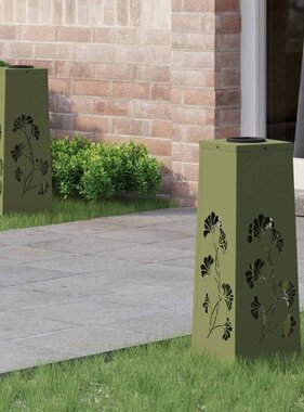 VidaXL Solar LED Pad Licht 2 pcs Olijf Groen Koudgewalst staal