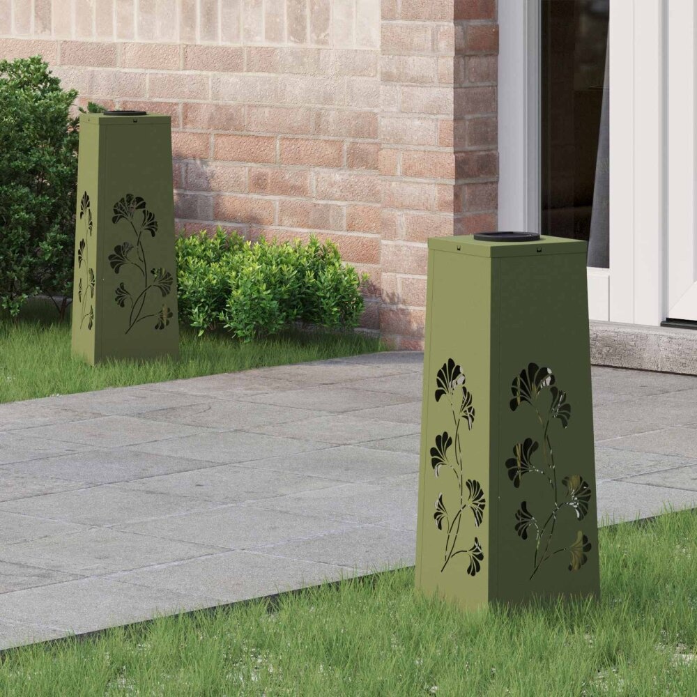 VidaXL Solar LED Pad Licht 2 pcs Olijf Groen Koudgewalst staal