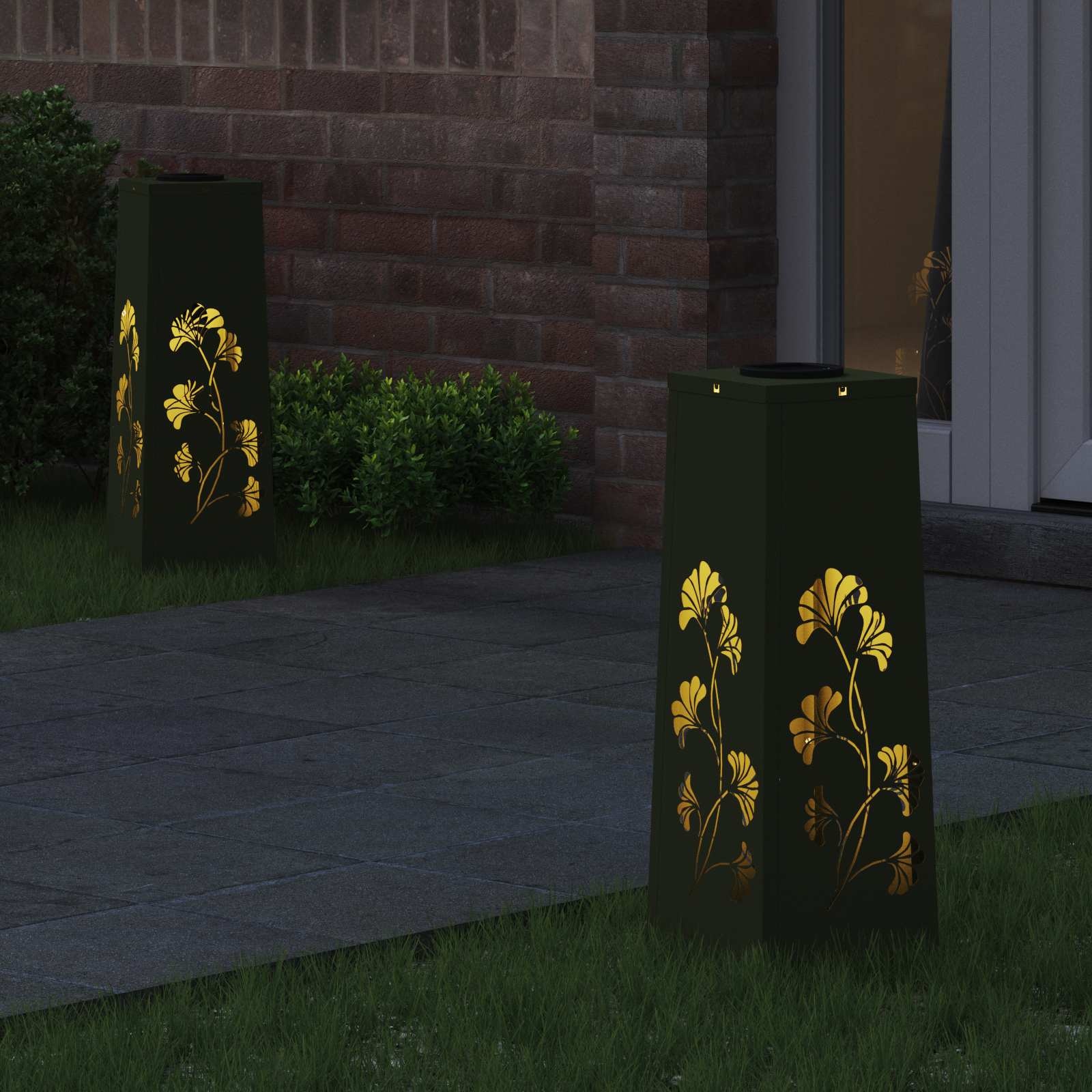 VidaXL Solar LED Pad Licht 2 pcs Olijf Groen Koudgewalst staal