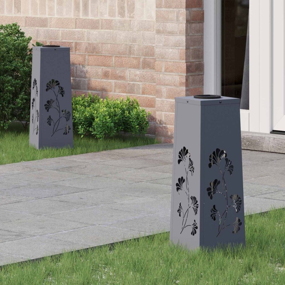 VidaXL Solar LED Pad Licht 2 pcs Antraciet Koudgewalst staal