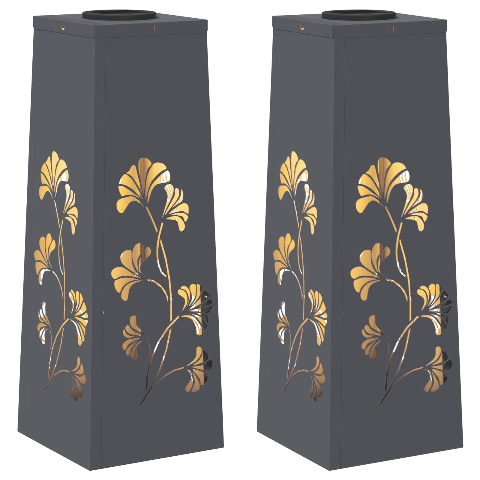 VidaXL Solar LED Pad Licht 2 pcs Antraciet Koudgewalst staal